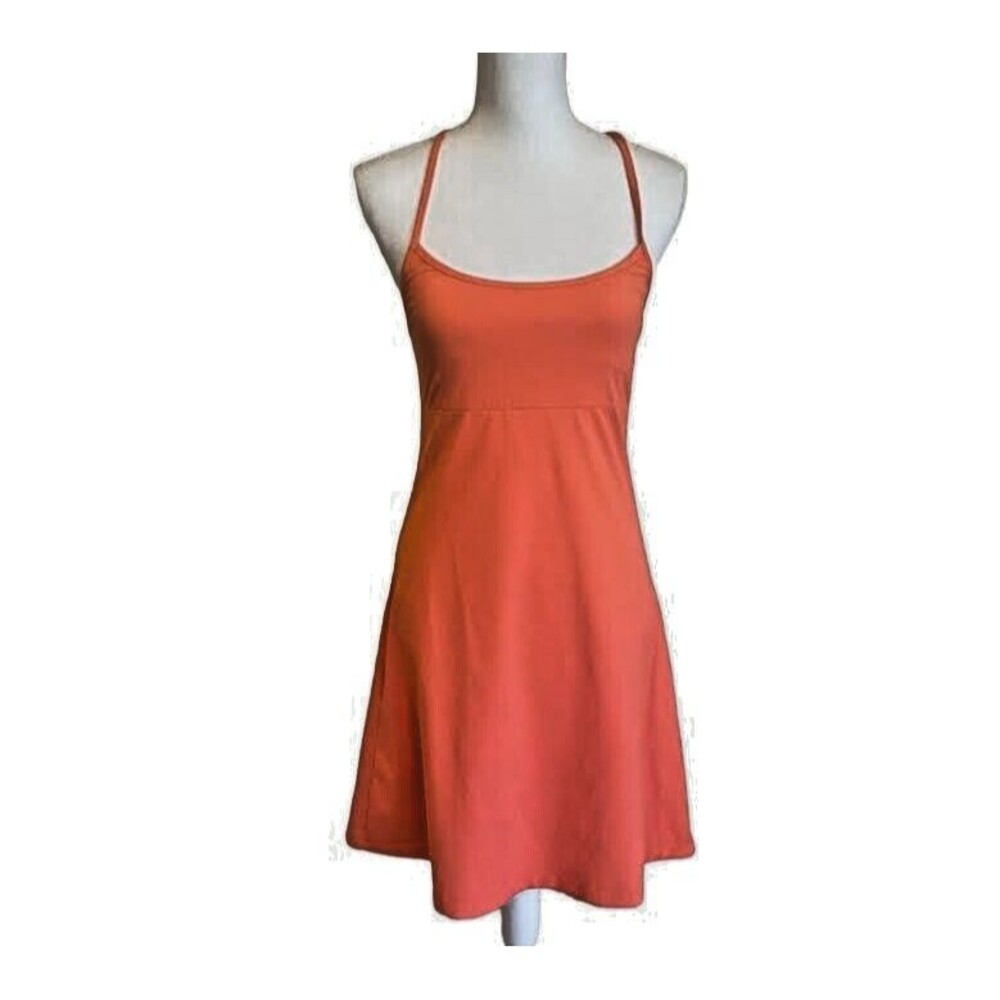 Athleta Women's S Swim Orange Nylon Stretch Drawstring Athleisure Dress 683882